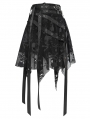 Black Gothic Skull Mesh Asymmetric Eyelet Strap Punk Skirt