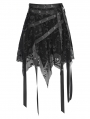 Black Gothic Skull Mesh Asymmetric Eyelet Strap Punk Skirt