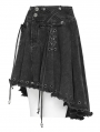 Black Gothic Punk Skull Lace Up Pleated High-Low Skirt