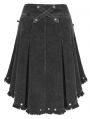Black Gothic Punk Skull Lace Up Pleated High-Low Skirt