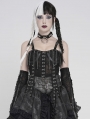 Black Gothic Punk Hook and Eye Strap Corset Top for Women