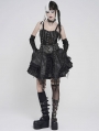 Black Gothic Punk Hook and Eye Strap Corset Top for Women