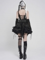 Black Gothic Punk Hook and Eye Strap Corset Top for Women