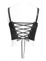 Black Gothic Punk Hook and Eye Strap Corset Top for Women