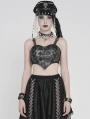 Grey and Black Gothic Punk Heart Corset Top for Women