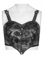 Grey and Black Gothic Punk Heart Corset Top for Women