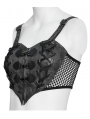 Grey and Black Gothic Punk Heart Corset Top for Women