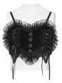Black Gothic Velvet Heart Shape Cami Crop Top for Women