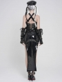 Black Gothic Punk Cross Buckle Strap Halter Top for Women