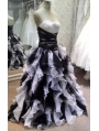 Black and White Ball Gown Gothic Wedding Dress