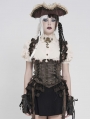 Brown Gothic Steampunk Ruffle Underbust Waistcoat for Women