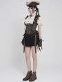 Brown Gothic Steampunk Ruffle Underbust Waistcoat for Women