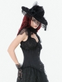 Black Gothic Vintage Lace Feather Tassel Hat