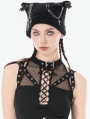 Black Gothic Punk Metal Cross Chain Knit Hat