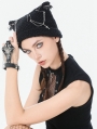Black Gothic Punk Metal Cross Chain Knit Hat