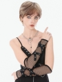 Black Gothic Punk Mesh Hollow Chain Decor Gloves