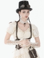 Ivory Steampunk Gothic Lace Layered Ribbon Gloves