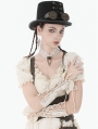Ivory Steampunk Gothic Lace Layered Ribbon Gloves