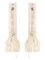 Ivory Steampunk Gothic Lace Layered Ribbon Gloves