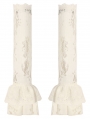 Ivory Steampunk Gothic Lace Layered Ribbon Gloves
