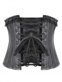 Black Dark Gothic Metal Boned Underbust Corset