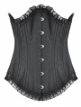 Black Dark Gothic Metal Boned Longline Underbust Corset