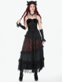 Black and Red Gothic Velvet Lace Appliqued Corset Top for Women