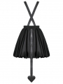Black Gothic Bat Wing Buckle Strap Short Dress with Tail