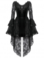 Black Classic Gothic Velvet Lace Embroidered Tail Dress