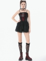 Black and Red Gothic Punk Layered Lace Short Dress