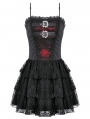 Black and Red Gothic Punk Layered Lace Short Dress