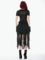 Black Gothic Sheer Ruffle Puff Sleeve Blouse for Women