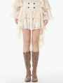 Ivory Steampunk Gothic Lace Ruffled High Low Skirt