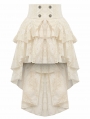 Ivory Steampunk Gothic Lace Ruffled High Low Skirt