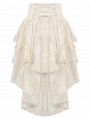 Ivory Steampunk Gothic Lace Ruffled High Low Skirt