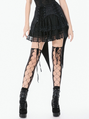 Black Gothic Layered Lace Jacquard Swallowtail Skirt