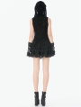 Black Gothic Punk Eyelet Lace Layered Mini Skirt