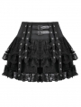 Black Gothic Punk Eyelet Lace Layered Mini Skirt