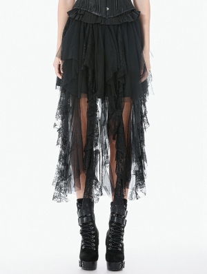 Black Gothic Dark Fairy Layered Lace Mesh Skirt