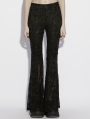 Black Gothic Jacquard Lace Flared Pants for Women