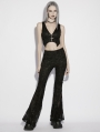 Black Gothic Jacquard Lace Flared Pants for Women
