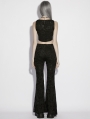 Black Gothic Jacquard Lace Flared Pants for Women