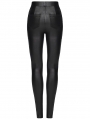Black Gothic Punk Pleated Mesh Splicing Leggings for Women