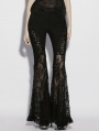 Black Gothic Lace Denim Flared Pants for Women