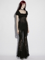 Black Gothic Lace Denim Flared Pants for Women