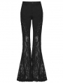 Black Gothic Lace Denim Flared Pants for Women