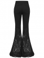 Black Gothic Lace Denim Flared Pants for Women
