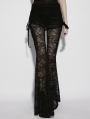 Black Gothic Lace Ruched Flared Pants for Women