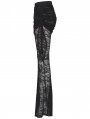 Black Gothic Lace Ruched Flared Pants for Women