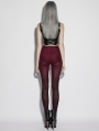 Red Gothic Church Skull Printed Leggings for Women
